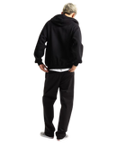 Left Chest Zip Hoodie in Black