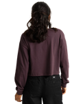 Lil Bear Long Sleeve Crop T-Shirt in Dark Port