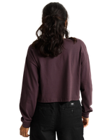 Lil Bear Long Sleeve Crop T-Shirt in Dark Port