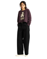 Lil Bear Long Sleeve Crop T-Shirt in Dark Port