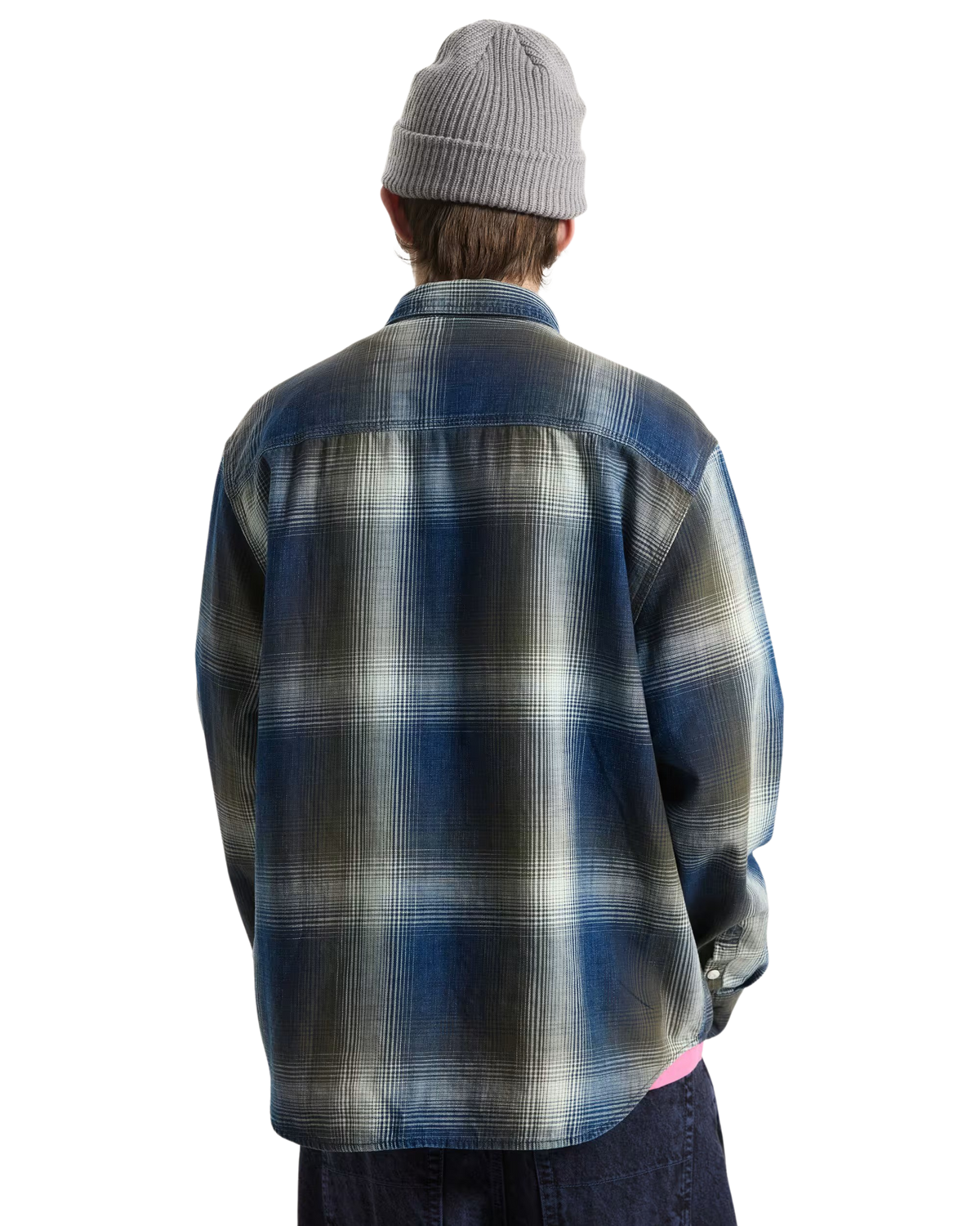 LX Indigo Plaid Shirt in Mossy Olive