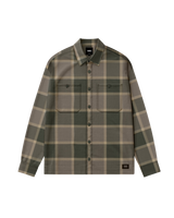 The Vans Mens Larkspur Plaid Flannel Shirt in Obsidian Fern & Bungee Cord