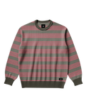 The Vans Mens Dillon Stripe Jumper in Mossy Olive & Crimson Haze