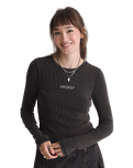 Teri Waffle Long Sleeve T-Shirt in Black