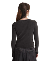 Teri Waffle Long Sleeve T-Shirt in Black