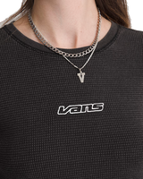Teri Waffle Long Sleeve T-Shirt in Black