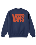 The Vans Boys Boys Stretch Logo Sweatshirt in Deep Indigo & Flame
