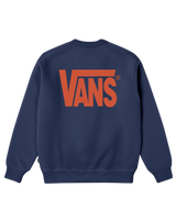The Vans Boys Boys Stretch Logo Sweatshirt in Deep Indigo & Flame