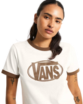 Centre Chest Ringer T-Shirt in Egret