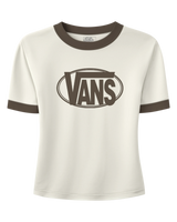The Vans Womens Centre Chest Ringer T-Shirt in Egret