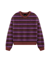 The Vans Womens Rollins Stripe Jumper in Poppy Ember & Purple Licorice