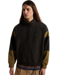 Retro Sport Mock Neck Full Zip Jacket in Faded Black