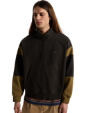 Retro Sport Mock Neck Full Zip Jacket in Faded Black
