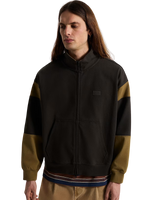 Retro Sport Mock Neck Full Zip Jacket in Faded Black