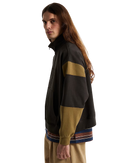 Retro Sport Mock Neck Full Zip Jacket in Faded Black