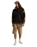 Retro Sport Mock Neck Full Zip Jacket in Faded Black