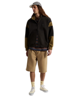 Retro Sport Mock Neck Full Zip Jacket in Faded Black