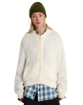 Teddy Round Neck Cardigan in Egret