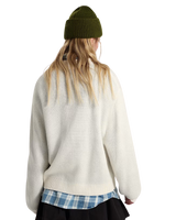 Teddy Round Neck Cardigan in Egret