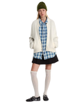 Teddy Round Neck Cardigan in Egret