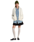 Teddy Round Neck Cardigan in Egret