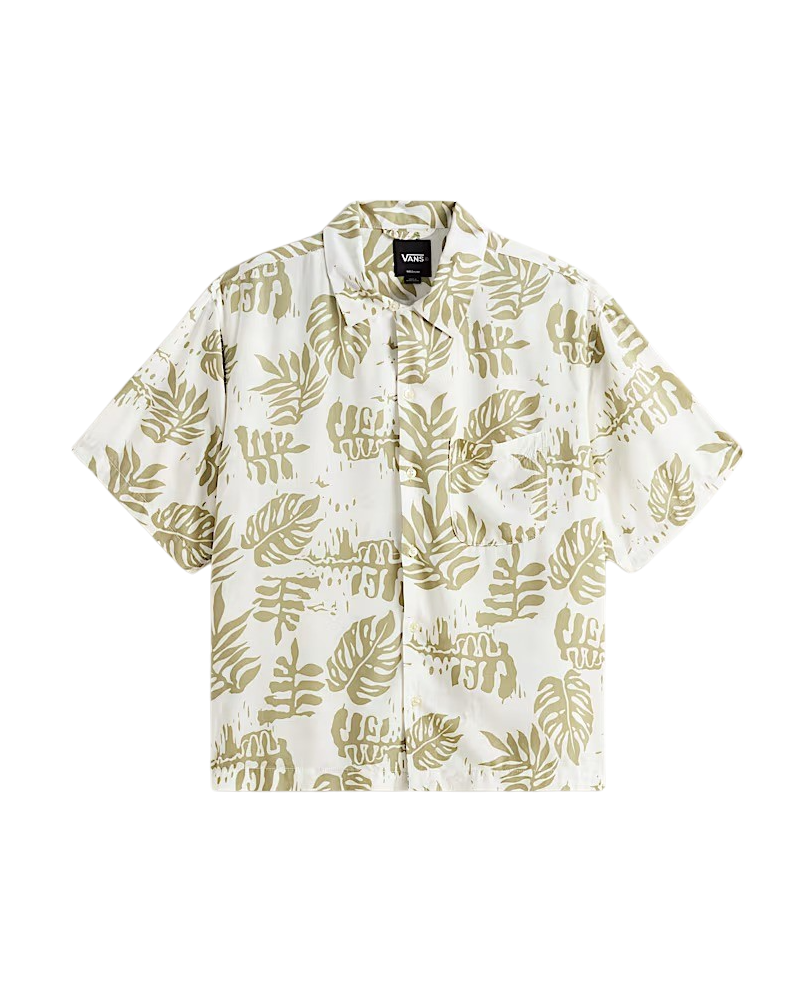 Doren Printed Camp Shirt in Soft Sage