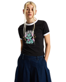 Puppy Ringer T-Shirt in Black