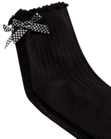 The Vans Womens Bow Back Socks in Black & White