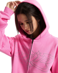 Y2K Star Zip Hoodie in Pink Fizz
