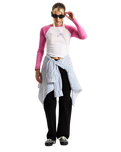 Y2K Star Raglan Long Sleeve T-Shirt in Pink Fizz