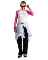 Y2K Star Raglan Long Sleeve T-Shirt in Pink Fizz