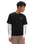 The Vans Boys Long Check Twofer Boys T-Shirt in Black