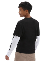 The Vans Boys Long Check Twofer Boys T-Shirt in Black