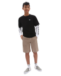 The Vans Boys Long Check Twofer Boys T-Shirt in Black
