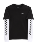 The Vans Boys Long Check Twofer Boys T-Shirt in Black