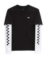 The Vans Boys Long Check Twofer Boys T-Shirt in Black