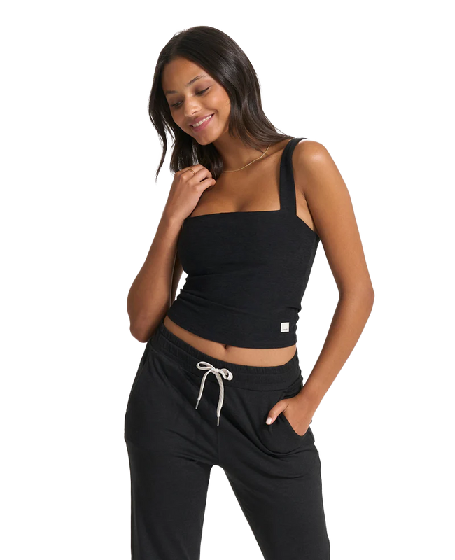 The Vuori Womens Elevation Square Neck Vest in Black Heather