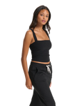 The Vuori Womens Elevation Square Neck Vest in Black Heather