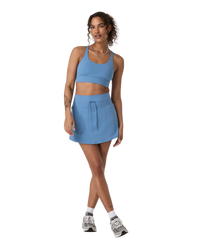 The Vuori Womens Yosemite Longline Bra in Light French Blue