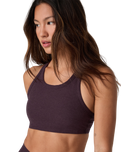 The Vuori Womens Elevation Racer Bra in Raisin Heather