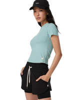 The Vuori Womens Pose Fitted T-Shirt in Sea Spray