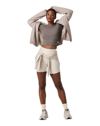 The Vuori Womens Pose Fitted T-Shirt in Smokey Taupe