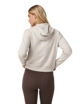 The Vuori Womens Halo Modern Full Zip Hoodie in Ecru Heather