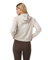 The Vuori Womens Halo Modern Full Zip Hoodie in Ecru Heather