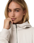 The Vuori Womens Halo Modern Full Zip Hoodie in Ecru Heather