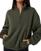 Restore 1/4 Zip Sweatshirt in Army