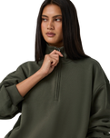 Restore 1/4 Zip Sweatshirt in Army