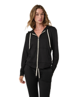The Vuori Womens Halo Performance Zip Hoodie 2.0 in Black Heather