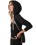 The Vuori Womens Halo Performance Zip Hoodie 2.0 in Black Heather