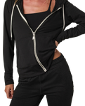 The Vuori Womens Halo Performance Zip Hoodie 2.0 in Black Heather